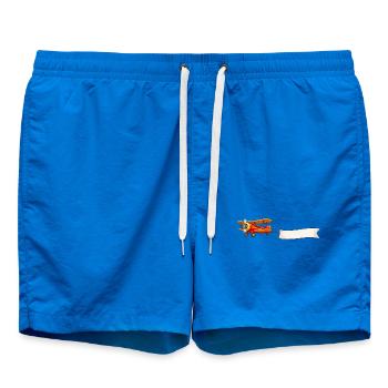 Biplan Motif de bannière d’avion rétro - Short de bain - cobalt blue - Devant - AI Model Male 185 light (185cm)