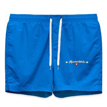 MundartWelle – Schweizer MundartWell Logo mit Herz - Badeshorts - Cobalt blue - Vorne - AI Model Male 185 light (185cm)