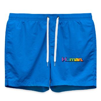 Typographie colorée de la fierté arc-en-ciel humaine - Short de bain - cobalt blue - Devant - AI Model Male 185 light (185cm)