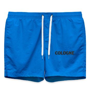 Cologne – Gotische Architektur im Schriftbild - Badeshorts - Cobalt blue - Vorne - AI Model Male 185 light (185cm)