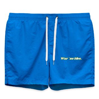 Was an idea. Fun T-shirt for every day. - Swim Trunks - cobalt blue - Front - AI Model Male 185 light (185cm)