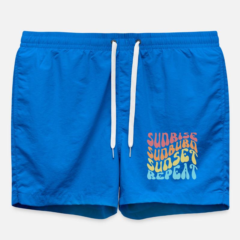 Sunrise Sunburn Sunset Repeat Groovy Wavy - Short de bain - cobalt blue