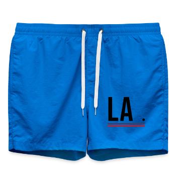 Los Angeles – Chemise streetwear de la côte ouest - Short de bain - cobalt blue - Devant - AI Model Male 185 light (185cm)