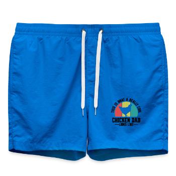Huhn Papa Spruch Retro - Badeshorts - Cobalt blue - Vorne - AI Model Male 185 light (185cm)