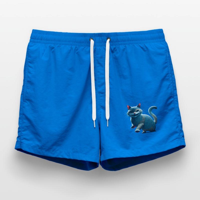 Tech cat with binary code for programmers and Swim Trunks