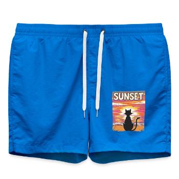 Friedlicher Sonnenuntergang Katze für eine - Badeshorts - Cobalt blue - Vorne - AI Model Male 185 light (185cm)