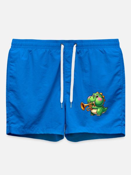 Dicker Trex mit Trompete Cartoon Dinosaurier Musik - Badeshorts - Cobalt blue