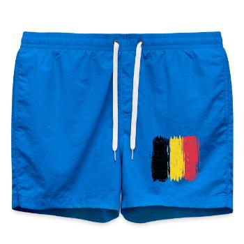 Belgian Flag Abstract Brush Strokes - Swim Trunks - cobalt blue - Front