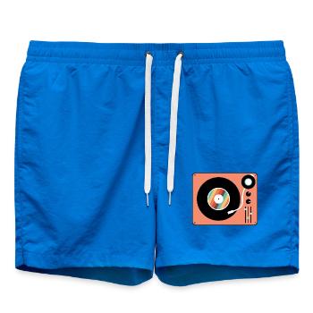Tourne-disque vinyle vintage pour platine rétro - Short de bain - cobalt blue - Devant - AI Model Male 185 light (185cm)