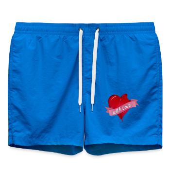 angebissenes Herz mit pinkem Banner - Badeshorts - Cobalt blue - Vorne - AI Model Male 185 light (185cm)