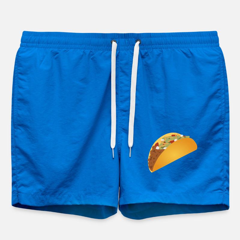 Vibrant Taco Pattern Print - Swim Trunks - cobalt blue