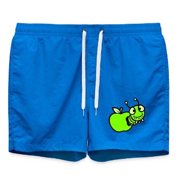 Caterpillar peeps apple hole comic funny cute cute - Swim Trunks - cobalt blue - Front