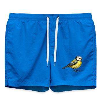 Illustration bleue – Motif nature de petit oiseau - Short de bain - cobalt blue - Devant - AI Model Male 185 light (185cm)