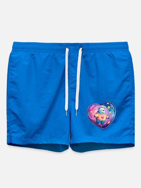 Heart Planet Bear in Spacesuit - Swim Trunks - cobalt blue
