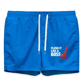 Rincez-le comme un chef | Humour de plombier - Short de bain - cobalt blue - Devant - AI Model Male 185 light (185cm)