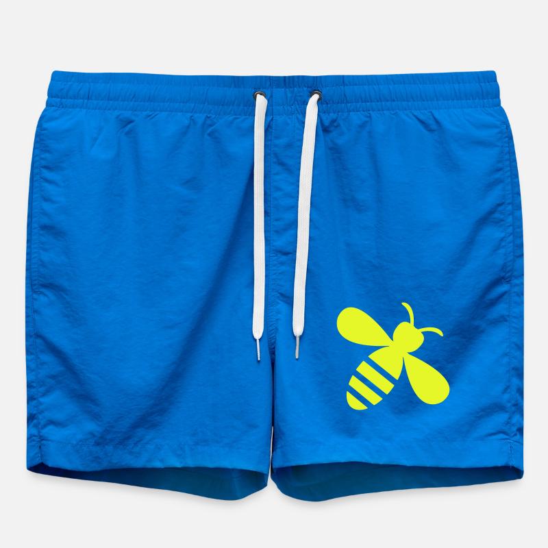 Neon Bee Yellow on Black - Swim Trunks - cobalt blue