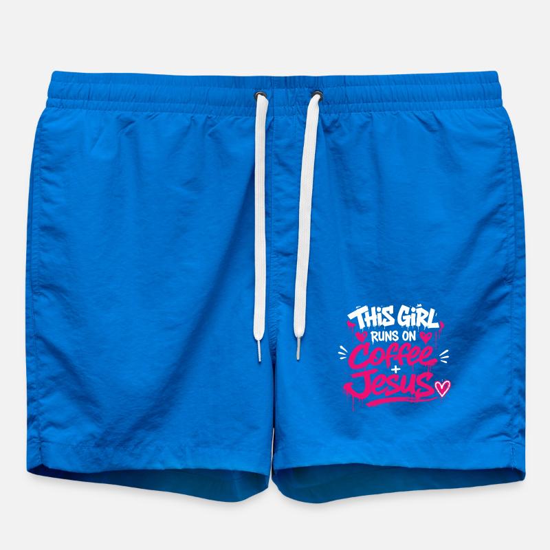 Kaffee & Jesus Graffiti Design - Badeshorts - Cobalt blue