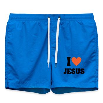 J'aime Jésus, j'aime le t-shirt chrétien, la foi - Short de bain - cobalt blue - Devant - AI Model Male 185 light (185cm)