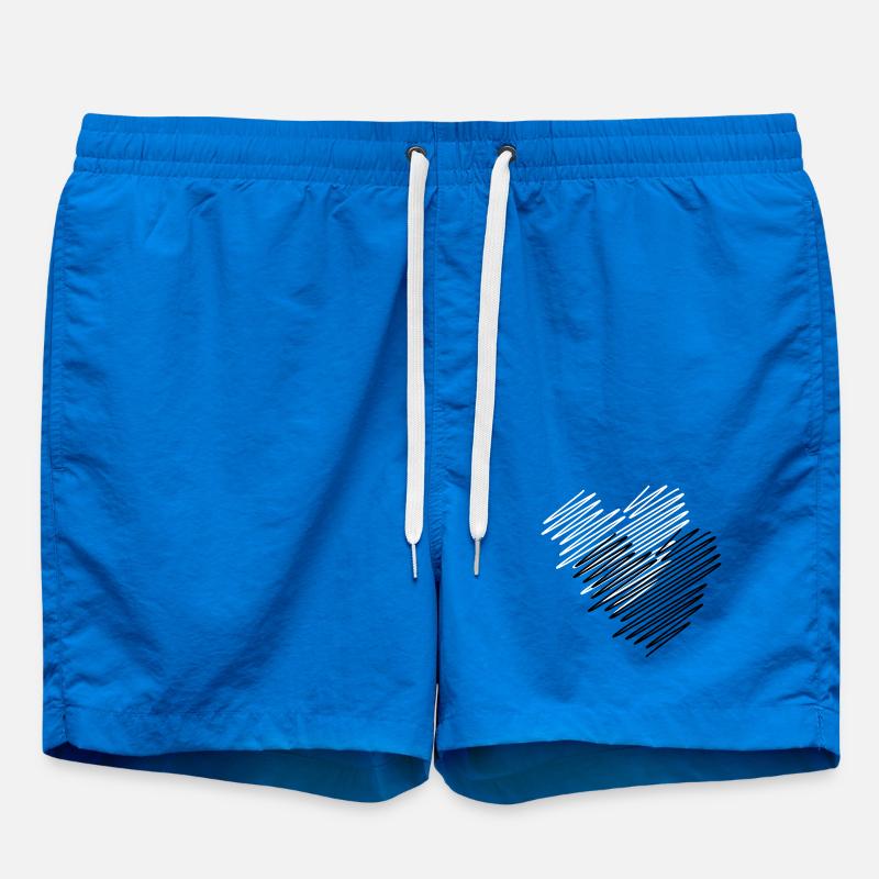 Two Hearts Scribble - Swim Trunks - cobalt blue