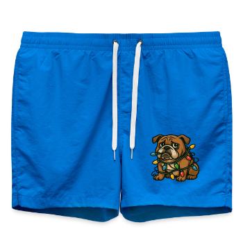Bulldogge verwickelt in Weihnachtslichtern süße Karikatur - Badeshorts - Cobalt blue - Vorne