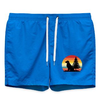 Retro Hund Silhouette Wald Sonnenuntergang - Badeshorts - Cobalt blue - Vorne - AI Model Male 185 light (185cm)