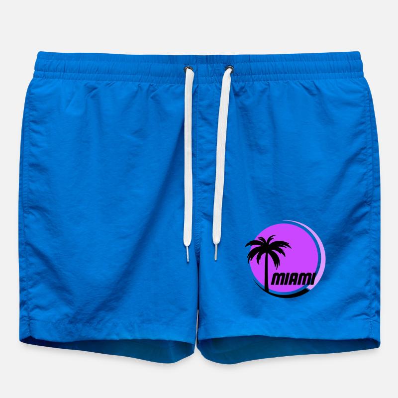 Miami Palm Trees Néon Rétro - Short de bain - cobalt blue