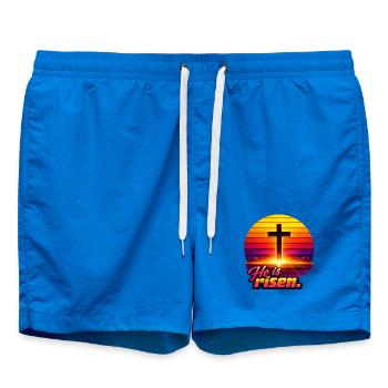 He is risen Sunset retro - Swim Trunks - cobalt blue - Front