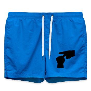 Minimalist Art T-shirt - Human Touch Hand - Swim Trunks - cobalt blue - Front