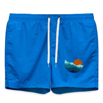 Vagues Coucher de soleil - Short de bain - cobalt blue - Devant - AI Model Male 185 light (185cm)