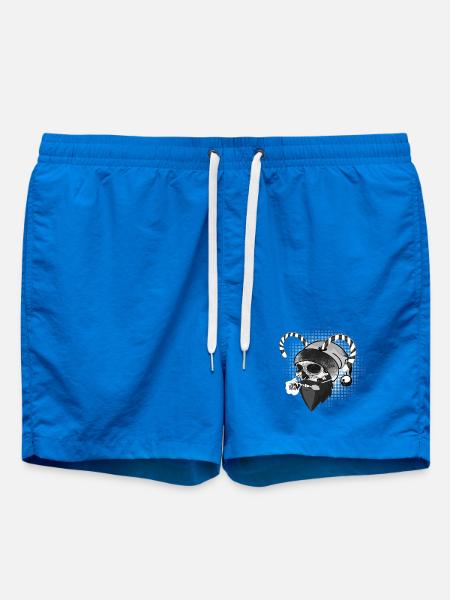 Dark Weihnachtsmann Totenkopf mit Rose und Hörnern - Badeshorts - Cobalt blue