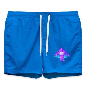 Verre à bière au néon devant le paysage de montagne - Short de bain - cobalt blue - Devant - AI Model Male 185 light (185cm)