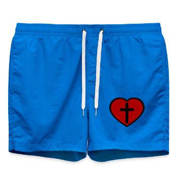 Kreuz und Herz - Badeshorts - Cobalt blue - Vorne - AI Model Male 185 light (185cm)