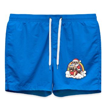 French Buldog Dog Santa Claus - Swim Trunks - cobalt blue - Front