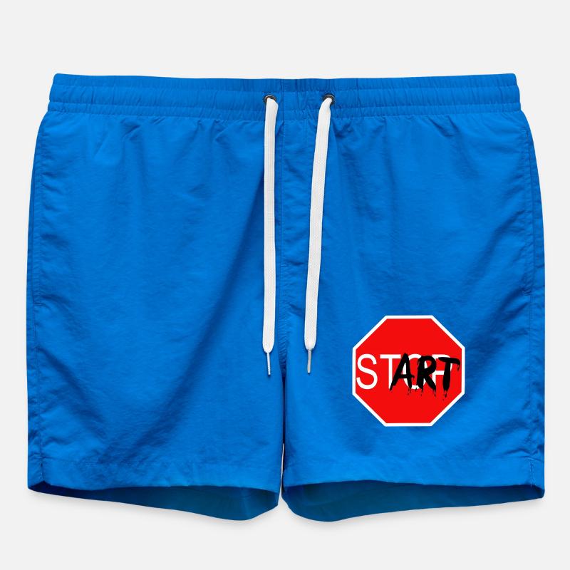 Start Sign Graffiti Stop Sign - Swim Trunks - cobalt blue