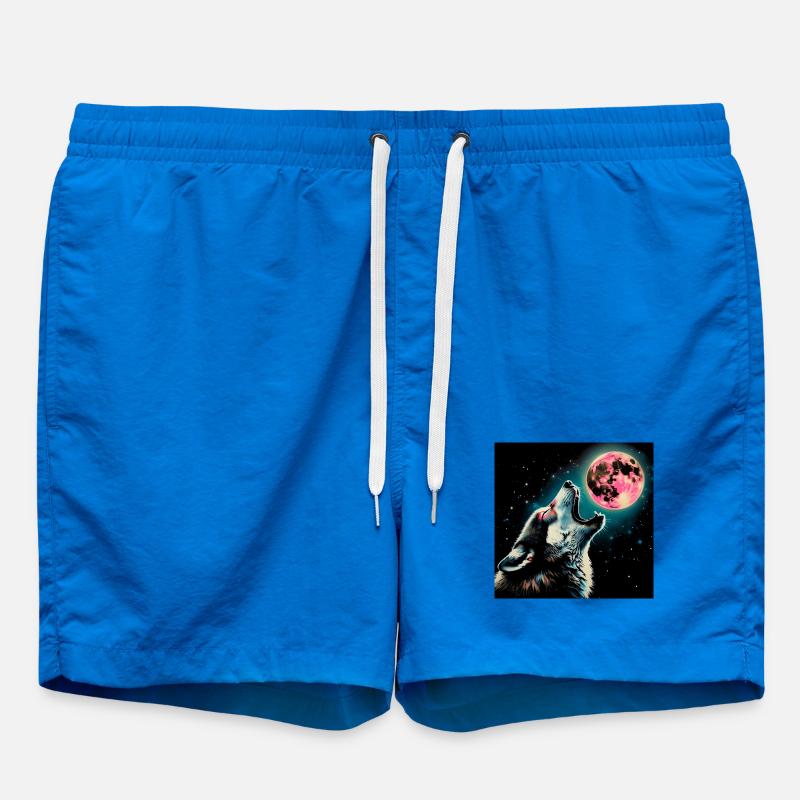 Wolf howls at the Full Moon - Swim Trunks - cobalt blue