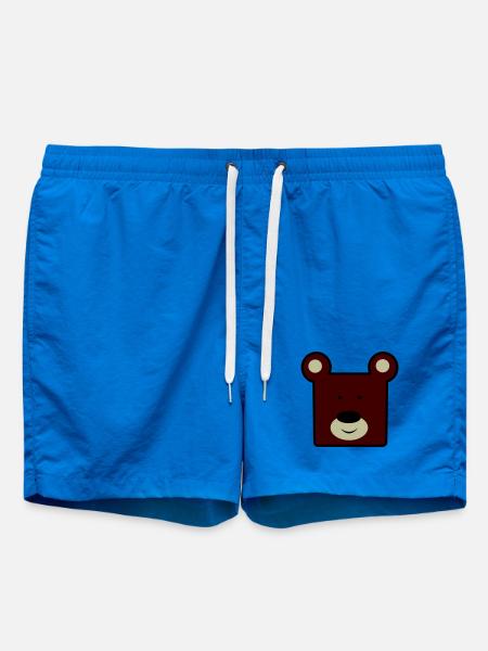Reddish Brown Bear Head Minimal - Swim Trunks - cobalt blue