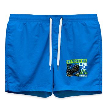 Gamer Gaming Cat Video Game - Swim Trunks - cobalt blue - Front - AI Model Male 185 light (185cm)