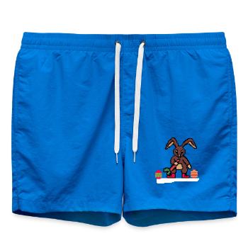 Cute Easter Bunny Pixel Art - Swim Trunks - cobalt blue - Front