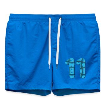 Number 11 - NUMBER ELEVEN - 11th birthday - Swim Trunks - cobalt blue - Front