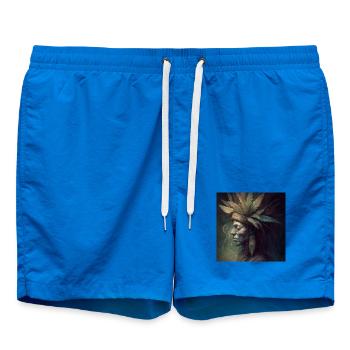 Dreamy Tribal Cannabis Portrait - Swim Trunks - cobalt blue - Front