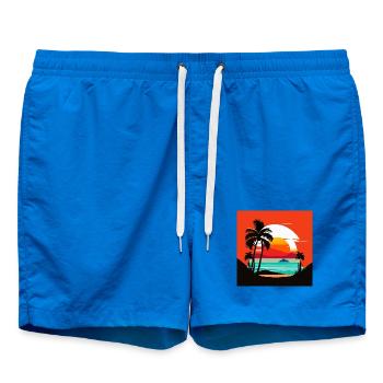 Tropical sunset on the palm beach - Swim Trunks - cobalt blue - Front