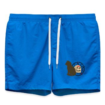 Pentagram muster, Katzen design, Menschenschädel - Badeshorts - Cobalt blue - Vorne