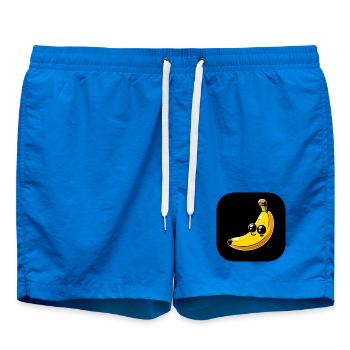 Banana yellow with eyes against black background - Swim Trunks - cobalt blue - Front