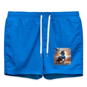 Cheval bleu abstrait au lever du soleil - Short de bain - cobalt blue - Devant