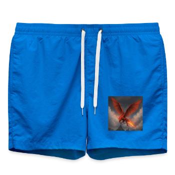 Roter Drache über Burg - Badeshorts - Cobalt blue - Vorne