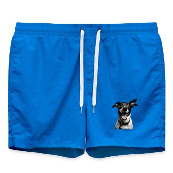 Playful Pup Portrait - Swim Trunks - cobalt blue - Front