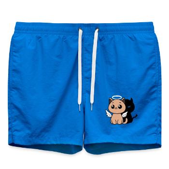 Angel Cat with a Devil Shadow - Swim Trunks - cobalt blue - Front