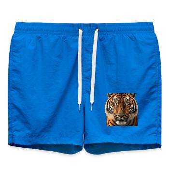 Wild Tiger Portrait Art Print - Swim Trunks - cobalt blue - Front