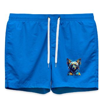 Chinese Crested Dog Breed Colorful Cartoon Kawaii - Swim Trunks - cobalt blue - Front