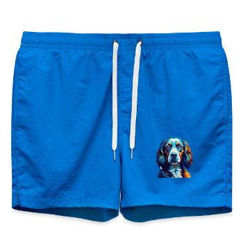 English Setter Dog Breed Colorful Cartoon Kawaii - Swim Trunks - cobalt blue - Front